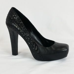 Gianni Bini 9.5 Black Leather Studded Heels S9-6